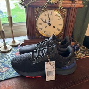 adidas Men's Black Sneakers with Blue and Red Accents